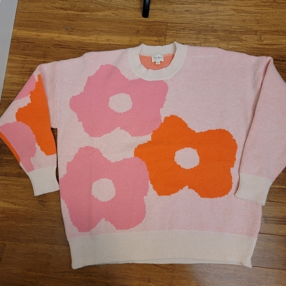 143 Story by Line Up Retro Flower Oversized Sweater Size L - Picture 3 of 6